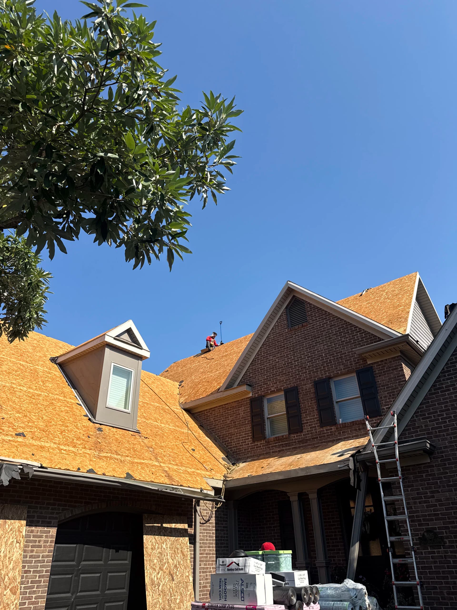 Roof Tear-Off in Progress on a Big Residential Home image